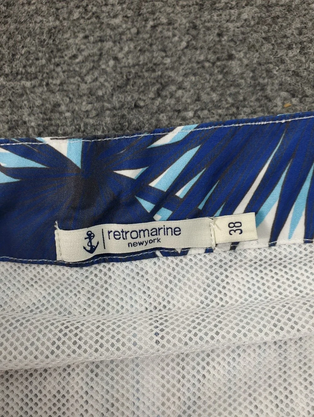 Retromarine New York Swim Trunks Mens 38 Tropical Hawaiian Print Blue White